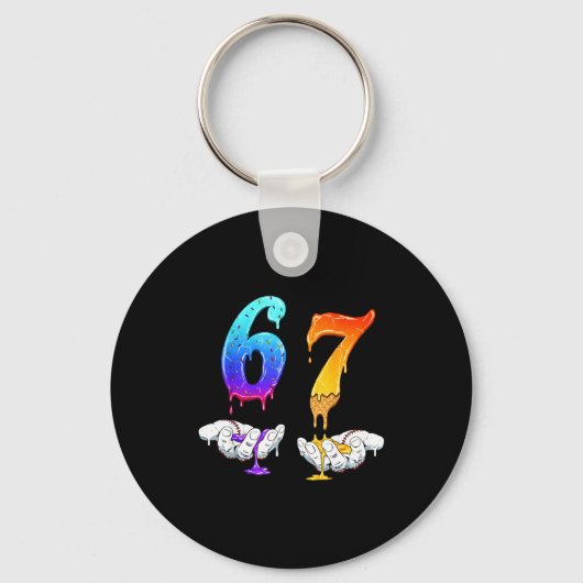 Six Seven Ice Cream Drip Cool Meme 67 Funny Number Sleutelhanger (Voorkant)