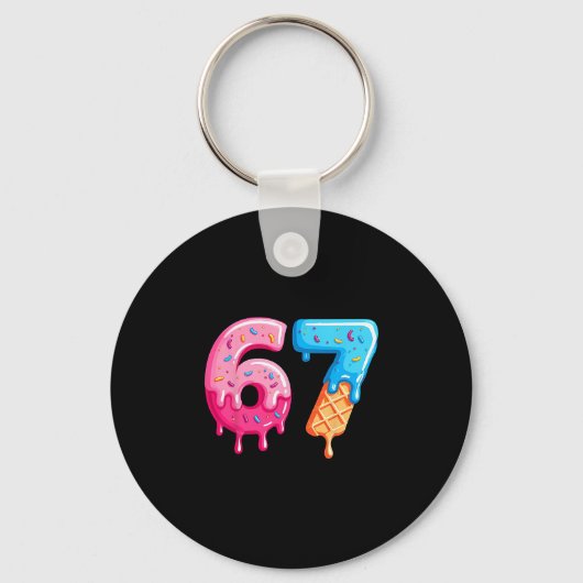 Six Seven Ice Cream Drip Cool Meme 67 Funny Number Sleutelhanger (Voorkant)