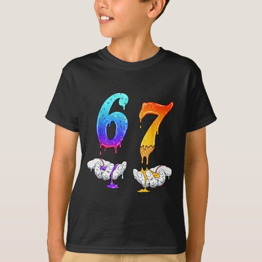 Six Seven Ice Cream Drip Cool Meme 67 Funny Number T-shirt (Voorkant)