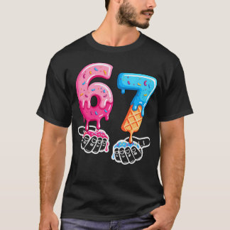 Six Seven Ice Cream Drip Cool Meme 67 Funny Number T-shirt