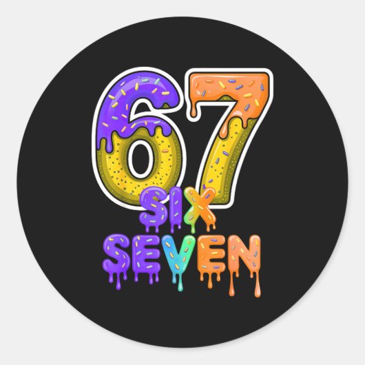 Six Seven Ice Cream Drip Gen Alpha Slang 6 7 Meme  Ronde Sticker (Voorkant)