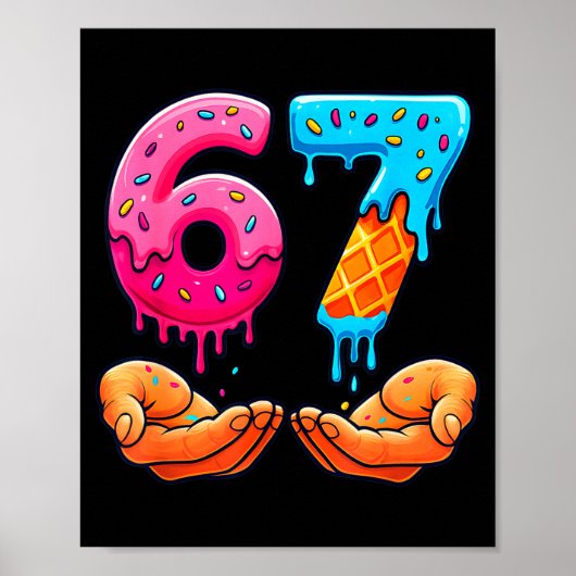 Six Seven Ice Cream Drip Kids Youth Funny 67 Hands Poster (Voorkant)