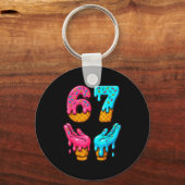 Six Seven Ice Cream Drip Meme 67 Funny Gen Alpha S Sleutelhanger (Voorkant)