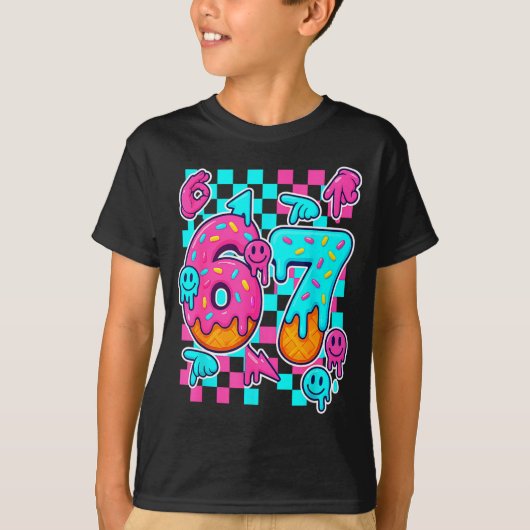 Six Seven Ice Cream Drip Meme 67 Funny Gen Alpha S T-shirt (Voorkant)