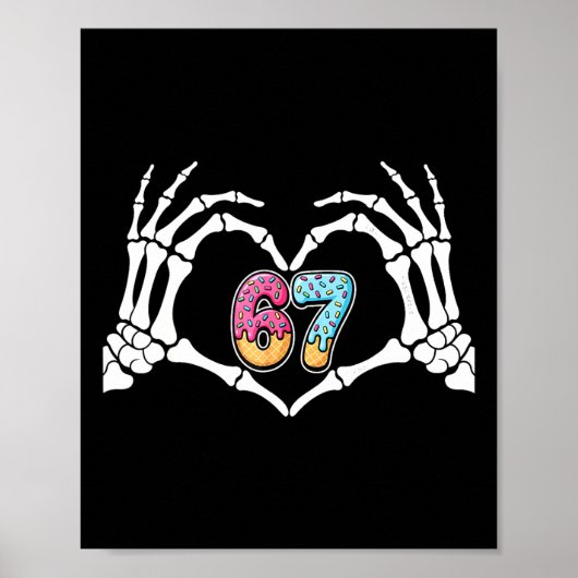 Six Seven Ijs Drip 67 Meme Skelet Handen Si Poster (Voorkant)