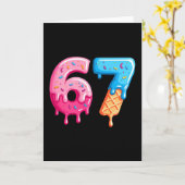 Six Seven Ijs Drip Cool Meme 67 Grappig Nummer Kaart (Gele Bloem)