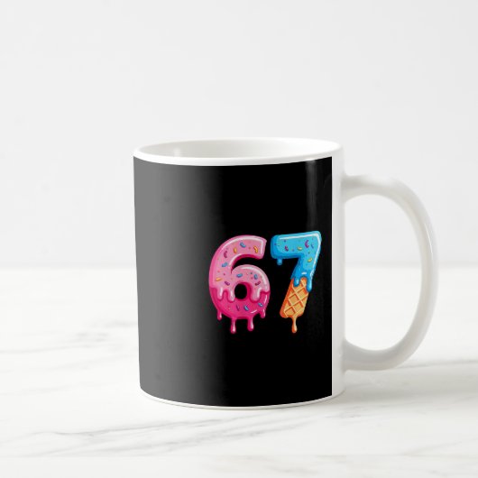 Six Seven Ijs Drip Cool Meme 67 Grappig Nummer Koffiemok (Rechts)