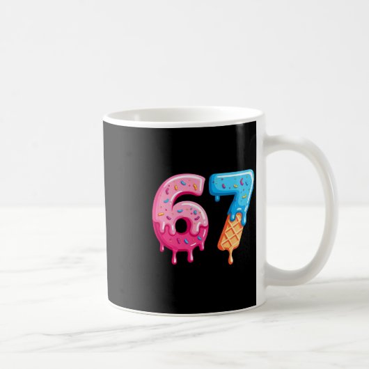 Six Seven Ijs Drip Cool Meme 67 Grappig Nummer Koffiemok (Rechts)