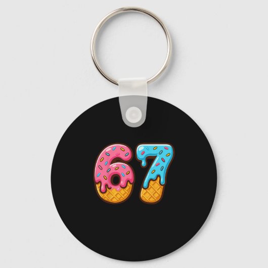 Six Seven Ijs Drip Cool Meme 67 Grappig Nummer Sleutelhanger (Voorkant)