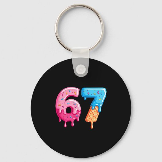 Six Seven Ijs Drip Cool Meme 67 Grappig Nummer Sleutelhanger (Voorkant)
