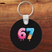 Six Seven Ijs Drip Cool Meme 67 Grappig Nummer Sleutelhanger (Voorkant)