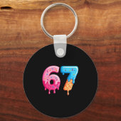 Six Seven Ijs Drip Cool Meme 67 Grappig Nummer Sleutelhanger (Voorkant)