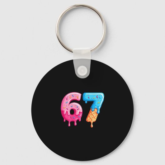 Six Seven Ijs Drip Cool Meme 67 Grappig Nummer Sleutelhanger (Voorkant)