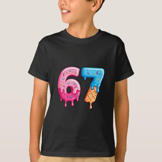 Six Seven Ijs Drip Cool Meme 67 Grappig Nummer T-shirt (Voorkant)