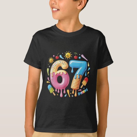 Six Seven Ijs Drip Cool Meme 67 Grappig Nummer T-shirt (Voorkant)