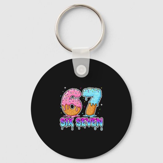 Six Seven Ijs Drip Cool Meme 67 Grappige Gen Al Sleutelhanger (Voorkant)