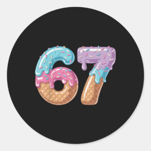 Six Seven Ijs Drip Grappig 67 Meme Nummer 6 An Ronde Sticker
