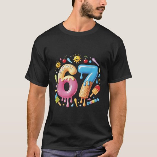 Six Seven Ijs Drip Lekker Meme 67 Grappig Nummer T-shirt (Voorkant)