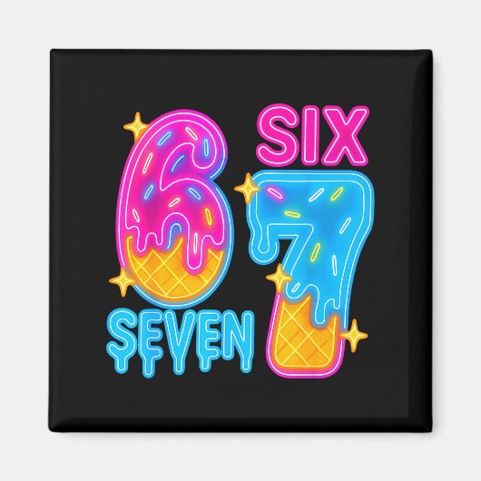 Six Seven Ijs Drip Meme 67 Grappige Gen Alpha S Magneet (Voorkant)