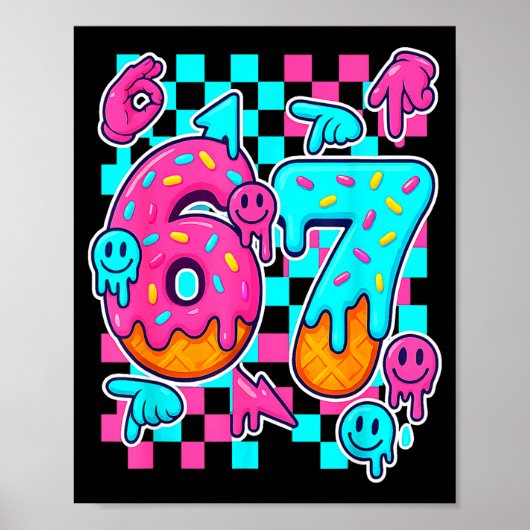 Six Seven Ijs Drip Meme 67 Grappige Gen Alpha S Poster (Voorkant)