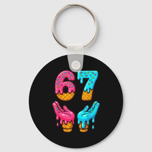Six Seven Ijs Drip Meme 67 Grappige Gen Alpha S Sleutelhanger (Voorkant)