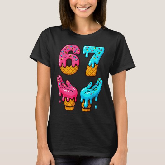 Six Seven Ijs Drip Meme 67 Grappige Gen Alpha S T-shirt (Voorkant)