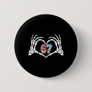 Six Seven IJsdruppel 67 Meme Skelet Handen Si Ronde Button 5,7 Cm