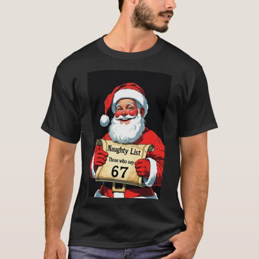 Six Seven Kerst T-shirt Sint Stoute Lijst Meme (Voorkant)