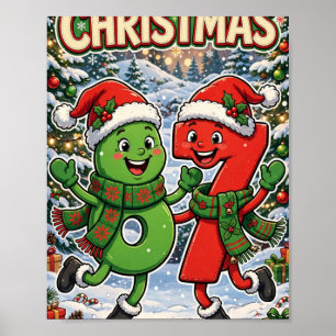 Six Seven Kerstmis — Grappige Kerstman Nummers 6 7 Poster