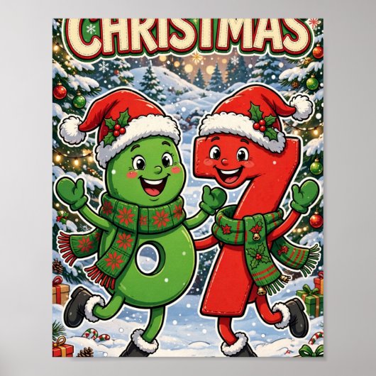 Six Seven Kerstmis — Grappige Kerstman Nummers 6 7 Poster (Voorkant)