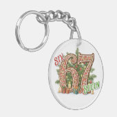 Six Seven Kerstmis Hersenrot Sleutelhanger (Voorkant Links)