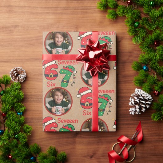 “Six Seven” Kinderen - Inpakpapier — Eigen foto (Feestdagen Geschenken)