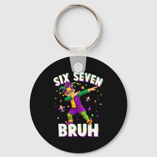 Six Seven Mardi Gras Jester 67 Meme Carnival 6 7 K Sleutelhanger (Voorkant)