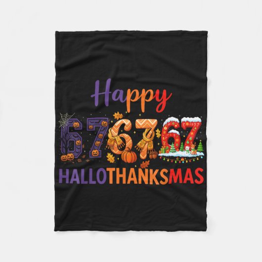 Six Seven Meme 67 Hallothanksmas Halloween Kerstmi Fleece Deken (Voorkant)