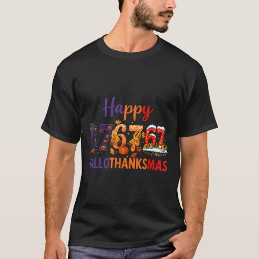 Six Seven Meme 67 Hallothanksmas Halloween Kerstmi T-shirt (Voorkant)