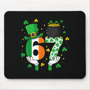 Six Seven Meme 67 St Patricks Day Shamrocks Mannen Muismat