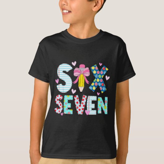 Six Seven Meme 67 Teacher Women Students Kids 6-7 T-shirt (Voorkant)