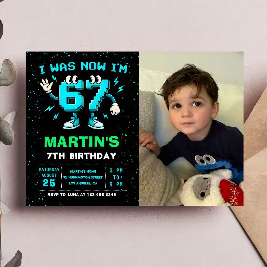 Six Seven Meme 6 7 Birthday Photo Invitation Kaart