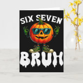 Six Seven Meme 6 7 Funny Bruh Pompoen Halloween Co Kaart (Gele Bloem)