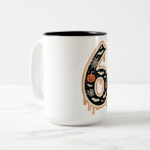 Six Seven Meme 6 7 Halloween kostuum paar Tweekleurige Koffiemok (Voorkant links)