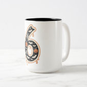 Six Seven Meme 6 7 Halloween kostuum paar Tweekleurige Koffiemok (Voorkant rechts)