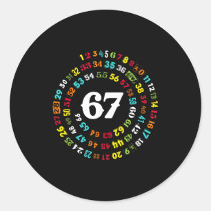 Six Seven Meme 6-7 Spiraal Nummers Print Gen Z Gen Ronde Sticker