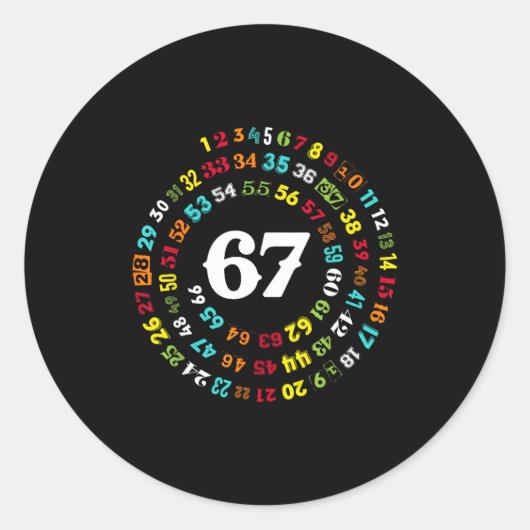 Six Seven Meme 6-7 Spiraal Nummers Print Gen Z Gen Ronde Sticker (Voorkant)