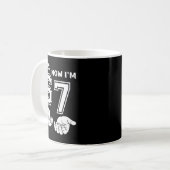 Six Seven Meme 7 Year Old Birthday Shirt Was 6 Now Koffiemok (Voorkant links)