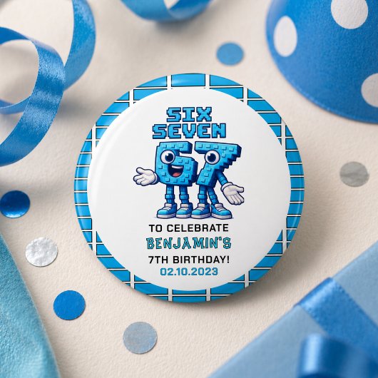 Six Seven Meme 7de Verjaardag | Grappig Trendy Ronde Button 3,2 Cm