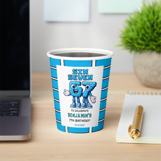 Six Seven Meme 7th Birthday | Funny Trendy Papieren Bekers (Insitu)