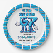 Six Seven Meme 7th Birthday | Funny Trendy Papieren Bordje (Voorkant)