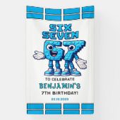 Six Seven Meme 7th Birthday | Funny Trendy Spandoek (Verticaal)