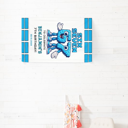 Six Seven Meme 7th Birthday | Funny Trendy Spandoek (Insitu)