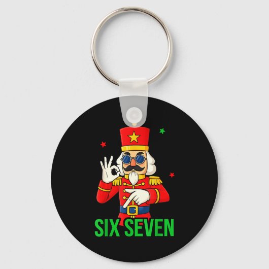 Six Seven Meme Funny Holiday Toy Soldier  Sleutelhanger (Voorkant)